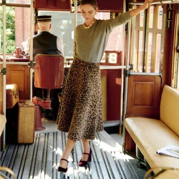 Tuckernuck Women’s Brown Leopard A-Line Wool Skirt Sz XS NWT SOLD OUT - Picture 2 of 3